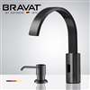 Fontana Commercial Matte Black Touch Less Automatic Sensor Faucet & Manual Soap Dispenser